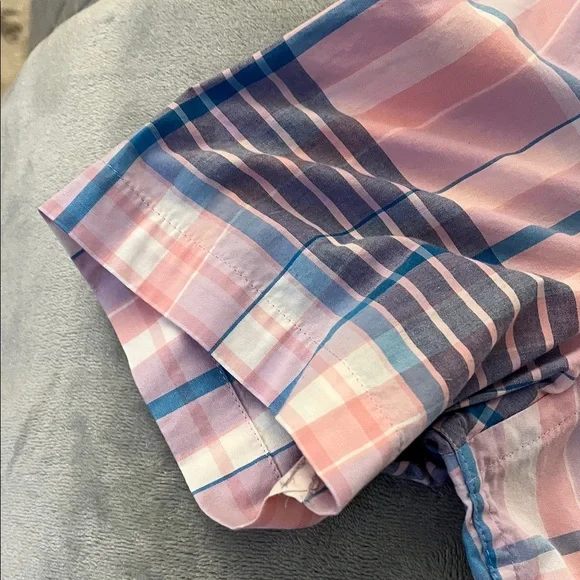 Club Room Men's Pink and Blue Plaid Shirt - Picture 5 of 5